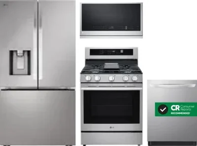 4 Piece Package Includes Refrigerator, Range, Microwave And Dishwasher