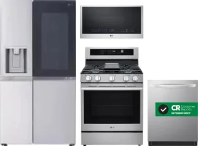 4 Piece Package Includes Refrigerator, Range, Microwave And Dishwasher