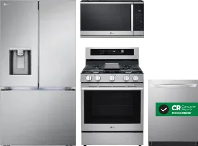 4 Piece Package Includes Refrigerator, Range, Microwave And Dishwasher