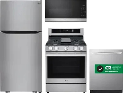 4 Piece Package Includes Refrigerator, Range, Microwave And Dishwasher