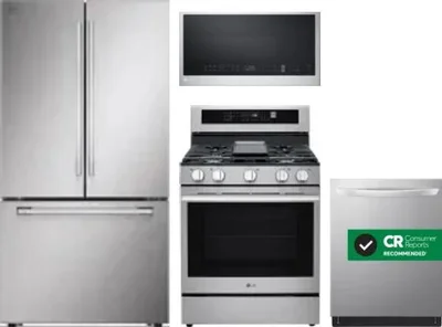 4 Piece Package Includes Refrigerator, Range, Microwave And Dishwasher