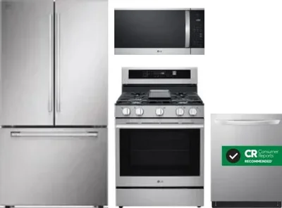 4 Piece Package Includes Refrigerator, Range, Microwave And Dishwasher