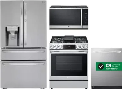 4 Piece Package Includes Refrigerator, Range, Microwave And Dishwasher