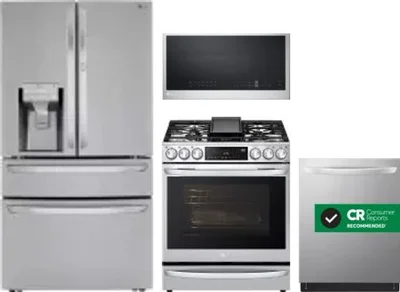 4 Piece Package Includes Refrigerator, Range, Microwave And Dishwasher
