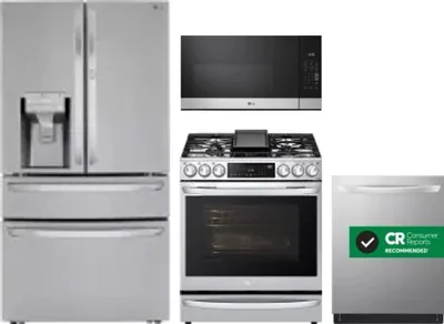 4 Piece Package Includes Refrigerator, Range, Microwave And Dishwasher