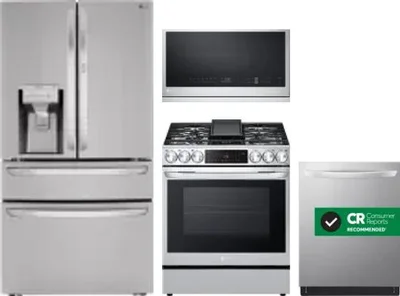 4 Piece Package Includes Refrigerator, Range, Microwave And Dishwasher