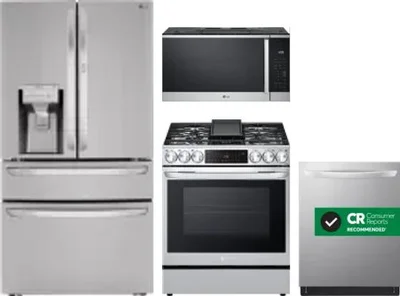 4 Piece Package Includes Refrigerator, Range, Microwave And Dishwasher