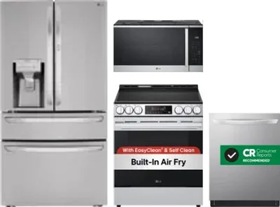 4 Piece Package Includes Refrigerator, Range, Microwave And Dishwasher