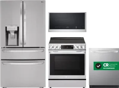4 Piece Package Includes Refrigerator, Range, Microwave And Dishwasher