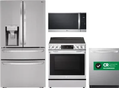 4 Piece Package Includes Refrigerator, Range, Microwave And Dishwasher