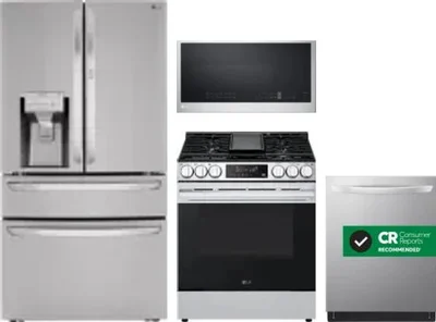 4 Piece Package Includes Refrigerator, Range, Microwave And Dishwasher