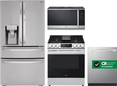 4 Piece Package Includes Refrigerator, Range, Microwave And Dishwasher