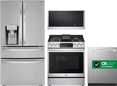 4 Piece Package Includes Refrigerator, Range, Microwave And Dishwasher