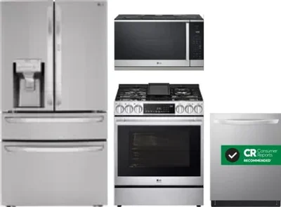 4 Piece Package Includes Refrigerator, Range, Microwave And Dishwasher