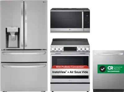 4 Piece Package Includes Refrigerator, Range, Microwave And Dishwasher