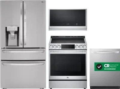 4 Piece Package Includes Refrigerator, Range, Microwave And Dishwasher