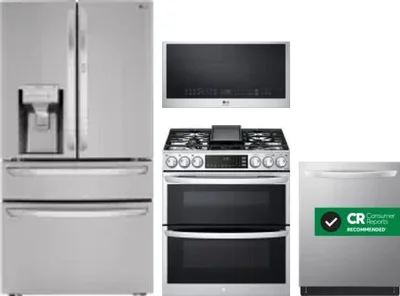 4 Piece Package Includes Refrigerator, Range, Microwave And Dishwasher