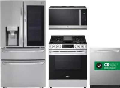 4 Piece Package Includes Refrigerator, Range, Microwave And Dishwasher