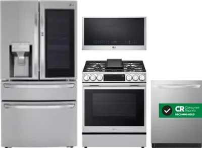 4 Piece Package Includes Refrigerator, Range, Microwave And Dishwasher