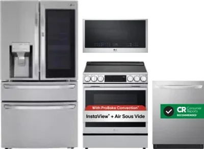4 Piece Package Includes Refrigerator, Range, Microwave And Dishwasher