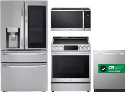 4 Piece Package Includes Refrigerator, Range, Microwave And Dishwasher
