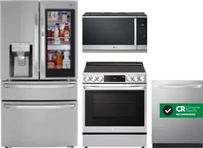 4 Piece Package Includes Refrigerator, Range, Microwave And Dishwasher