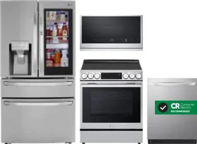 4 Piece Package Includes Refrigerator, Range, Microwave And Dishwasher