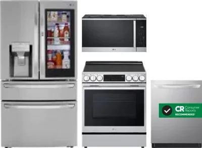 4 Piece Package Includes Refrigerator, Range, Microwave And Dishwasher