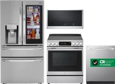 4 Piece Package Includes Refrigerator, Range, Microwave And Dishwasher