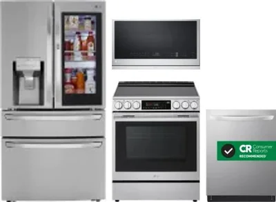 4 Piece Package Includes Refrigerator, Range, Microwave And Dishwasher