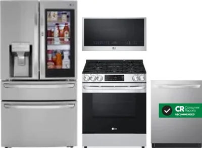 4 Piece Package Includes Refrigerator, Range, Microwave And Dishwasher