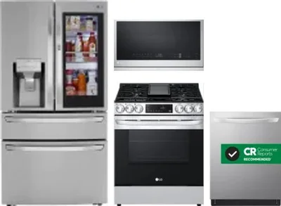 4 Piece Package Includes Refrigerator, Range, Microwave And Dishwasher