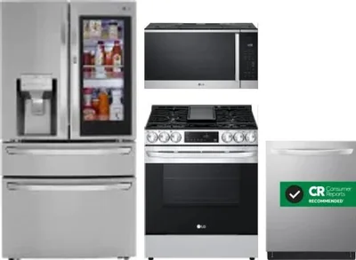 4 Piece Package Includes Refrigerator, Range, Microwave And Dishwasher