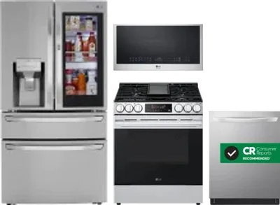 4 Piece Package Includes Refrigerator, Range, Microwave And Dishwasher