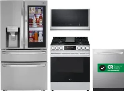 4 Piece Package Includes Refrigerator, Range, Microwave And Dishwasher