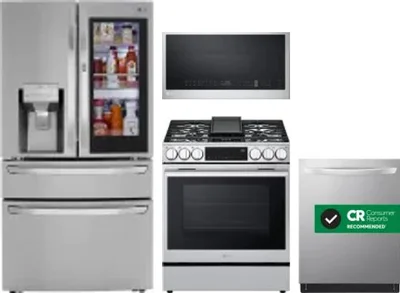 4 Piece Package Includes Refrigerator, Range, Microwave And Dishwasher