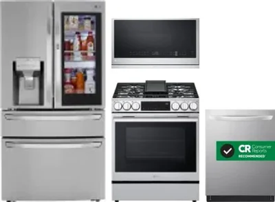 4 Piece Package Includes Refrigerator, Range, Microwave And Dishwasher