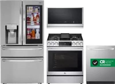 4 Piece Package Includes Refrigerator, Range, Microwave And Dishwasher