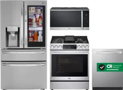 4 Piece Package Includes Refrigerator, Range, Microwave And Dishwasher