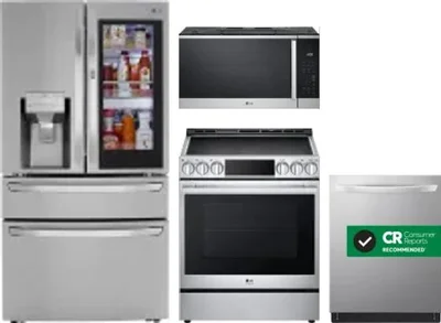 4 Piece Package Includes Refrigerator, Range, Microwave And Dishwasher