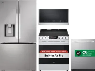 4 Piece Package Includes Refrigerator, Range, Microwave And Dishwasher