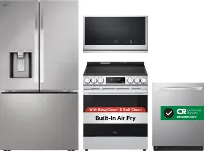 4 Piece Package Includes Refrigerator, Range, Microwave And Dishwasher