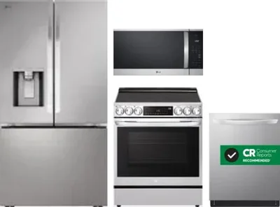 4 Piece Package Includes Refrigerator, Range, Microwave And Dishwasher