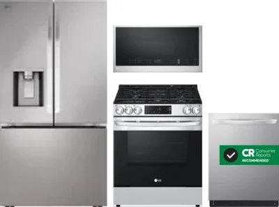 4 Piece Package Includes Refrigerator, Range, Microwave And Dishwasher