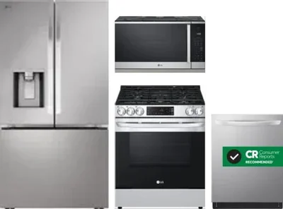 4 Piece Package Includes Refrigerator, Range, Microwave And Dishwasher