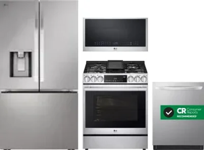 4 Piece Package Includes Refrigerator, Range, Microwave And Dishwasher