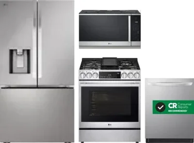 4 Piece Package Includes Refrigerator, Range, Microwave And Dishwasher