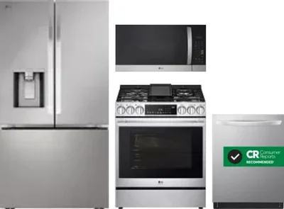 4 Piece Package Includes Refrigerator, Range, Microwave And Dishwasher