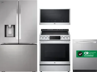 4 Piece Package Includes Refrigerator, Range, Microwave And Dishwasher