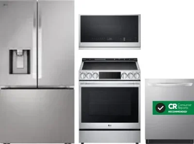 4 Piece Package Includes Refrigerator, Range, Microwave And Dishwasher